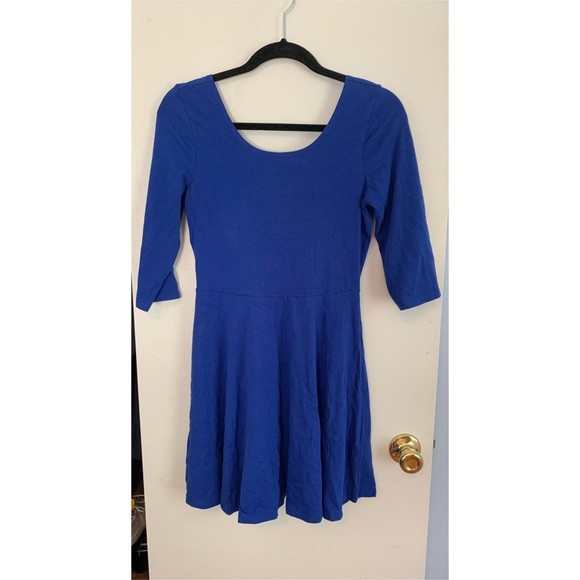 express blue skater dress Express Blue Eyelet Skater Dress